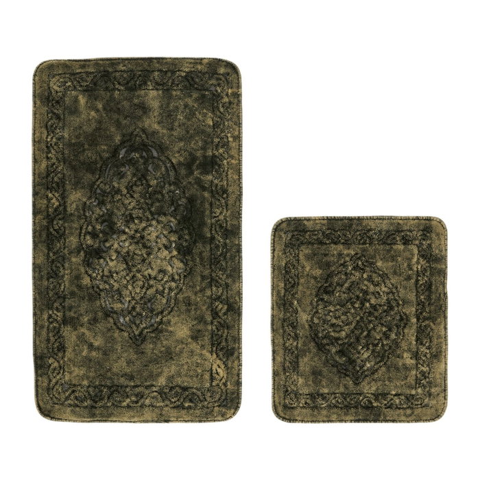 Mijölnir Juego de alfombrillas de baño de algodón Verde Mijölnir Juego de alfombrillas de baño de algodón Verde